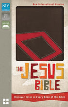 Load image into Gallery viewer, Clearance sale! The Jesus Bible: New International Version Italian Duo-Tone, Chocolate/Red, Discover Jesus in Every Book of the Bible; Ribbon Marker Imitation Leather – Import,