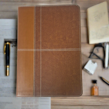 Load image into Gallery viewer, Clearance sale 2024! Life Application Study Bible: New International Version, Caramel / Dark Caramel, Italian Duo-Tone Imitation Leather