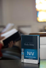 Load image into Gallery viewer, NIV, Pew and Worship Bible, Large Print, Hardcover, Blue hardcover.