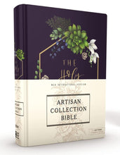 Load image into Gallery viewer, Niv, Artisan Collection Bible, Cloth Over Board, Navy Floral, Designed Edges Under Gilding, Red Letter Edition, Comfort Print Hardcover