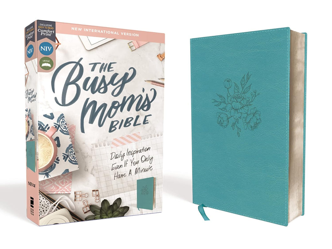 Clearance sale 2024! Niv, Busy Mom's Bible, Leathersoft, Teal, Red Letter Edition, Comfort Print: Daily Inspiration Even If You Only Have One Minute Imitation Leather