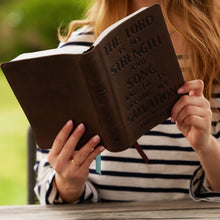 Load image into Gallery viewer, KJV, Personal Size Reference Bible, Verse Art Cover Collection, Genuine Leather, Brown, Red Letter, Thumb Indexed, Comfort Print: Holy Bible, King James Version Leather Bound