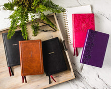 Load image into Gallery viewer, NKJV, End-of-Verse Reference Bible, Personal Size Large Print, Leathersoft, Black, Thumb Indexed, Red Letter, Comfort Print: Holy Bible, New King James Version Imitation Leather – Large Print,