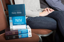 Load image into Gallery viewer, NIV, Pew and Worship Bible, Large Print, Hardcover, Blue hardcover.
