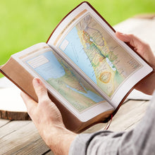 Load image into Gallery viewer, NKJV, Personal Size Reference Bible, Verse Art Cover Collection, Leathersoft, Tan leather, Red Letter, Comfort Print: Holy Bible, New King James Version Imitation Leather. Simple/ Thumb Indexed