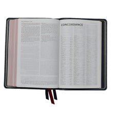 Load image into Gallery viewer, NKJV, Thinline Reference Bible, Large Print, Leathersoft, Black/Brown, Red Letter, Comfort Print: Holy Bible, New King James Version Imitation Leather – Import,