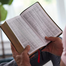 Load image into Gallery viewer, NKJV, End-of-Verse Reference Bible, Personal Size Large Print, Leathersoft, Black, Thumb Indexed, Red Letter, Comfort Print: Holy Bible, New King James Version Imitation Leather – Large Print,