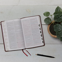 Load image into Gallery viewer, KJV, Thinline Bible, Leathersoft, Brown, Thumb Indexed, Red Letter, Comfort Print: Holy Bible, King James Version Imitation Leather – Import,