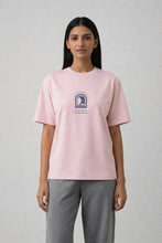 Load image into Gallery viewer, Because He Lives Crew Neck T-Shirt | Peachy Pink / Powder Blue
