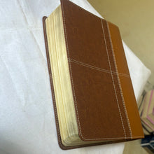 Load image into Gallery viewer, Clearance sale 2024! Life Application Study Bible: New International Version, Caramel / Dark Caramel, Italian Duo-Tone Imitation Leather
