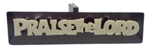 Load image into Gallery viewer, “Praise the Lord” Marble Finish Plaque – Glow in the Dark 3D Cast Resin with Hardwood Base | Christian Home Decor