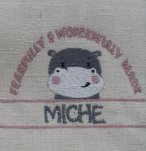 Load image into Gallery viewer, "Fearfully and Wonderfully Made" Kids Tote Bags | Customisable with your child's name in multi-color embroidery