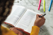 Load image into Gallery viewer, NIV, Journal the Word Bible for Teen Girls, Leathersoft over Board, Gold/Floral, Red Letter: Includes Over 450 Journaling Prompts! Hardcover