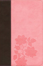 Load image into Gallery viewer, NLT Slimline Center Column Reference Bible, Indexed: New Living Translation Dark Brown / Pink Flowers TuTone LeatherLike Slimline Center Column Reference (Slimline Reference: NLTse)