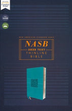 Load image into Gallery viewer, NASB, Thinline Bible, Leathersoft, Teal, Red Letter, 2020 Text, Comfort Print