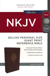 NKJV Comfort Print Deluxe Reference Bible, Personal Size Giant Print, Imitation Leather, Burgundy