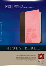 Load image into Gallery viewer, NLT Slimline Center Column Reference Bible, Indexed: New Living Translation Dark Brown / Pink Flowers TuTone LeatherLike Slimline Center Column Reference (Slimline Reference: NLTse)