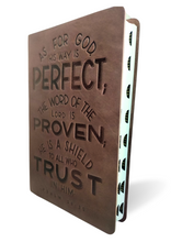 Load image into Gallery viewer, NKJV, Thinline Bible, Verse Art Cover Collection, Genuine Leather, Brown, Red Letter, Comfort Print: Holy Bible, New King James Version Leather Bound. Simple/ Indexed