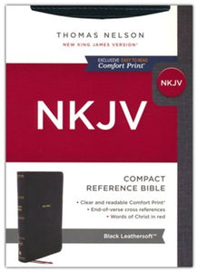 NKJV, End-of-Verse Reference Bible, Compact, Leathersoft, Black, Red Letter, Comfort Print: Holy Bible, New King James Version Imitation Leather