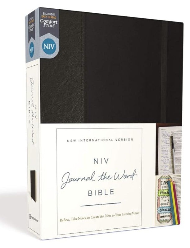 NIV, Journal the Word Bible, Hardcover, Black, Red Letter Ed: Reflect, Take Notes, or Create Art Next to Your Favorite Verses Hardcover