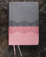 Load image into Gallery viewer, NIV, Life Application Study Bible, Third Edition, Large Print, Leathersoft, Gray/Pink, Red Letter Imitation Leather – Large Print,
