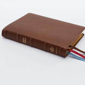 NKJV, Thinline Reference Bible, Large Print, Premium Goatskin Leather, Brown, Premier Collection, Comfort Print: Holy Bible, New King James Version Leather Bound