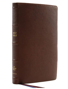 NKJV, Thinline Reference Bible, Large Print, Premium Goatskin Leather, Brown, Premier Collection, Comfort Print: Holy Bible, New King James Version Leather Bound