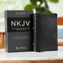 Load image into Gallery viewer, Holy Bible: New King James Version, Black, Goatskin Leather, Single-Column Verse-By-Verse W/ 72,000 Cross-References, Premier Collection, Comfort Print Leather Bound
