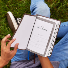 Load image into Gallery viewer, KJV, Personal Size Reference Bible, Verse Art Cover Collection, Genuine Leather, Brown, Red Letter, Thumb Indexed, Comfort Print: Holy Bible, King James Version Leather Bound
