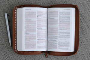 Holy Bible: Niv, Thinline Bible, Brown/white, Zippered, Red Letter, Comfort Print Imitation Leather – Import,