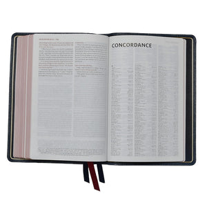 NKJV, Thinline Reference Bible, Large Print, Leathersoft, Black/Brown, Red Letter, Comfort Print: Holy Bible, New King James Version Imitation Leather – Import,