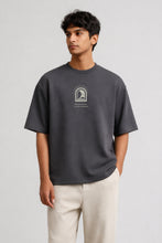 Load image into Gallery viewer, Because He Lives Box Fit T-Shirt | Peachy Pink / Grey
