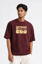 Load image into Gallery viewer, Nothing is Impossible with God Graphic Box Fit T-Shirt | Burgundy / Grey
