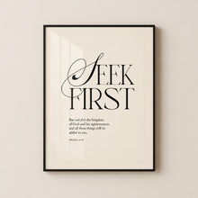 Load image into Gallery viewer, Seek First the Kingdom of God | Bible Verse Frame | Christian Wall Decor
