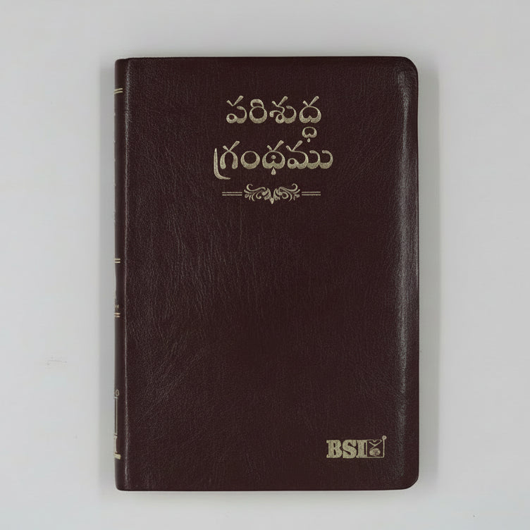Telugu Holy Bible – OV 57 Large Print with Thumb Index | Black Leather Look Yapp Cover | KBS Edition