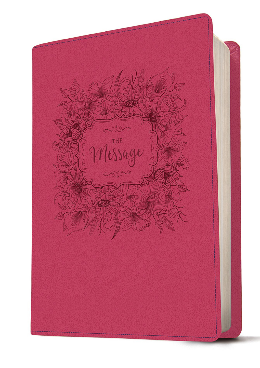 The Message: Dusty Rose Floral Leather-Look, The Bible in Contemporary Language Imitation Leather