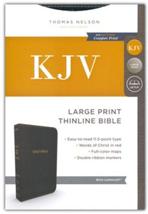 KJV, Thinline Bible, Large Print, Leathersoft, Black, Red Letter, Comfort Print: Holy Bible, King James Version Imitation Leather – Import,