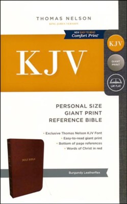 KJV Personal Size Reference Bible Giant Print, Leather-Look, Burgundy
