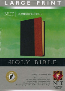 NLT Compact Edition Bible Large Print, Black /Tan, Indexed (Large Print Compact Edition: NLT) Imitation Leather