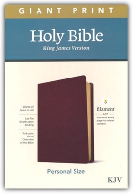 KJV Personal Size Giant Print Bible, Filament Edition, Brown Leather Bound (Red Letter, Genuine Leather, Burgundy)