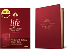 Load image into Gallery viewer, NIV Life Application Study Bible, Third Edition (LeatherLike, Berry) Tyndale NIV Bible with Updated Notes and Features, Full Text New International Version
