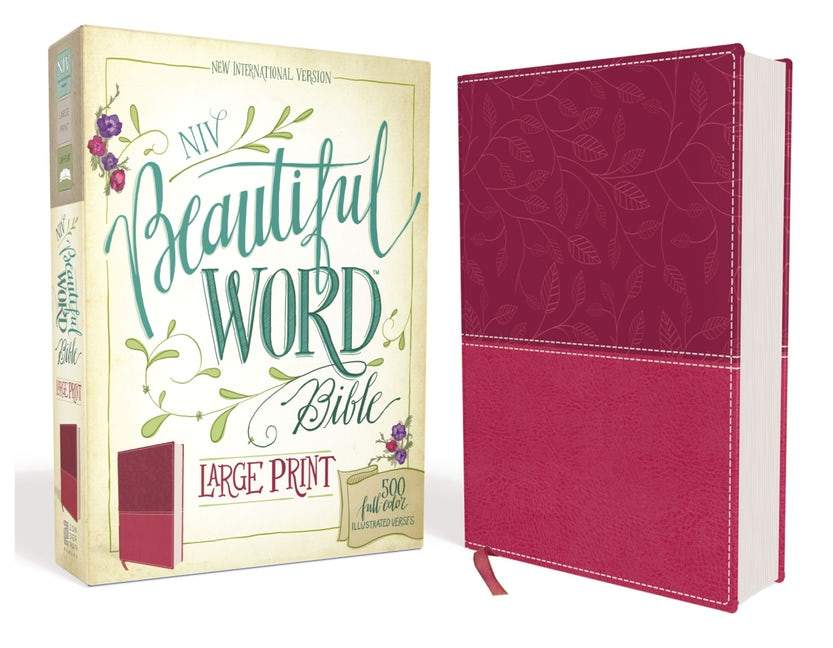 NIV, BEAUTIFUL WORD BIBLE, LARGE PRINT, LEATHERSOFT, PINK