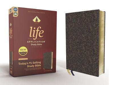 NIV Life Application Study Bible Third Edition Bonded Leather Navy Floral Red Letter