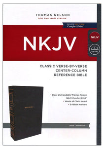 NKJV, Reference Bible, Classic Verse-by-Verse, Center-Column, Leathersoft, Black, Red Letter, Comfort Print: Holy Bible, New King James Version Imitation Leather